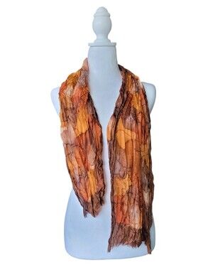 Vintage Remoy d'Urville Paris silk scarf hand dyed 70s Brown Orange